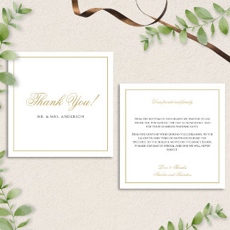 Formal Classic Black & Gold Wedding Thank You Note Card