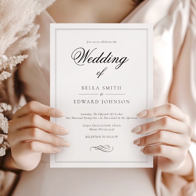 Formal Classic Black White Calligraphy Wedding  Invitation (Creator Uploaded)