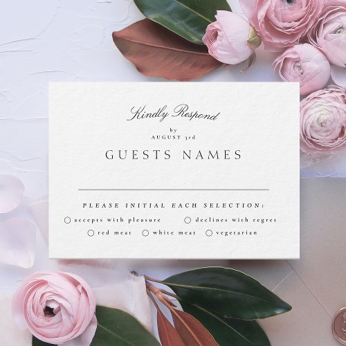 Formal Classic Black White Calligraphy Wedding RSVP Card