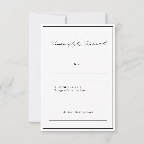 Formal Classic Border Script Elegant Wedding RSVP Card