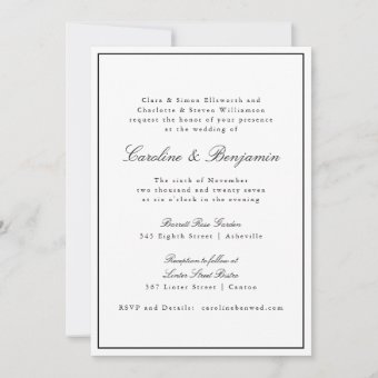 Formal Classic Border Script Elegant Wedding RSVP Invitation | Zazzle