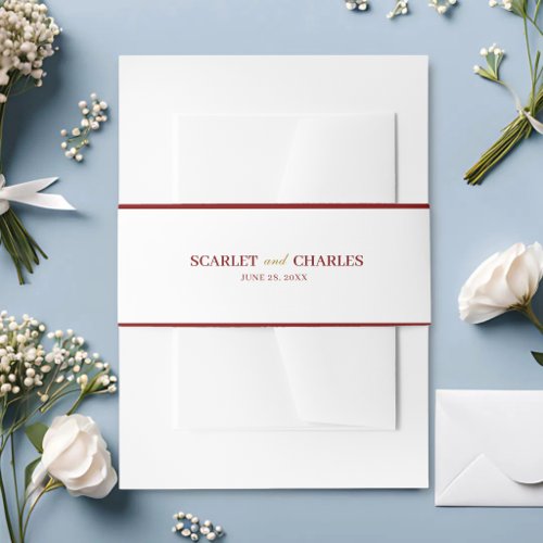 Formal Classic Burgundy & Gold Monogram Wedding Invitation Belly Band