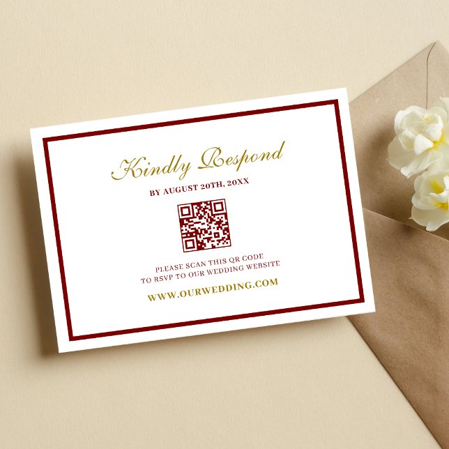 Formal Classic Burgundy & Gold Monogram Wedding RSVP Card (Burgundy and gold monogram RSVP card adds elegance while keeping guest responses organized.)