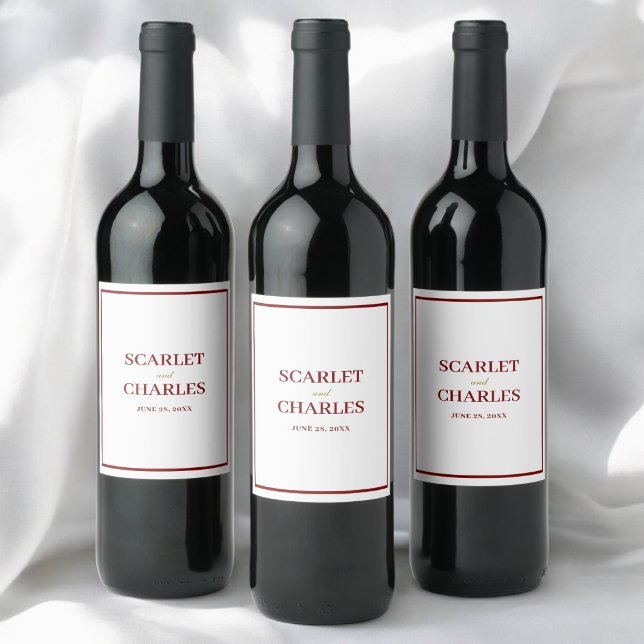 Formal Classic Burgundy & Gold Monogram Wedding Wine Label (Burgundy and gold monogram wine label adds a personal elegant touch to wedding celebrations.)