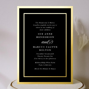 Formal Classic Calligraphy Golden Frames Wedding Foil Invitation