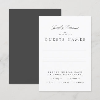 Formal Classic Dark Gray Calligraphy Wedding RSVP Card