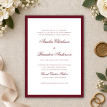 Formal Classic Deep Burgundy Border Script Wedding