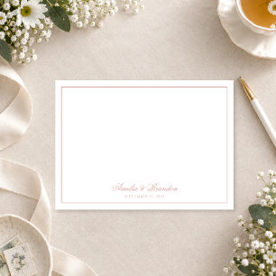 Formal Classic Dusty Rose Border Script Wedding Note Card