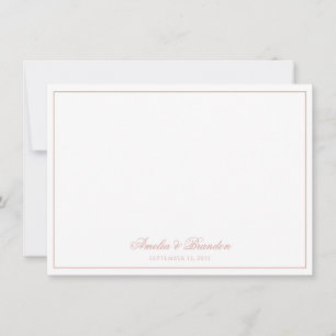 Formal Classic Dusty Rose Border Script Wedding Note Card