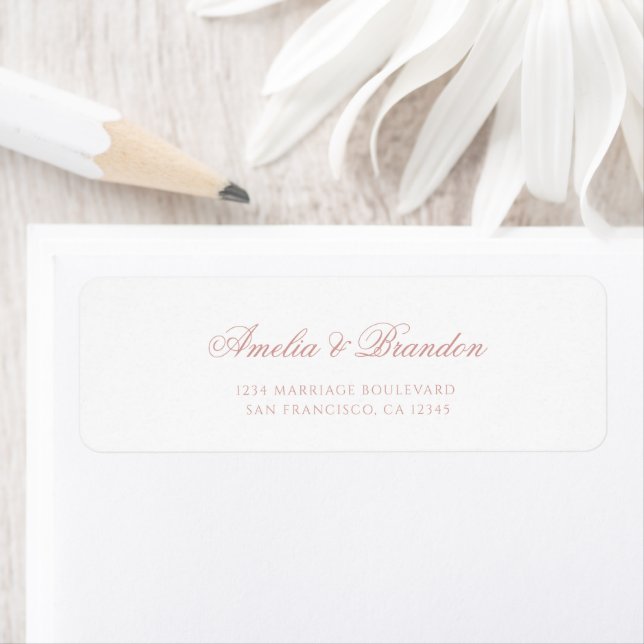 Formal Classic Dusty Rose Script Wedding Address Label (Insitu)