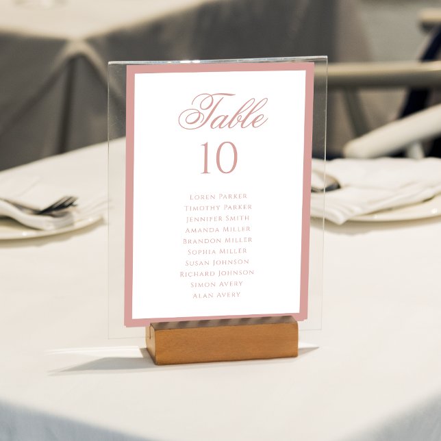 Formal Classic Dusty Rose Wedding Seating Chart Table Number (Creator Uploaded)