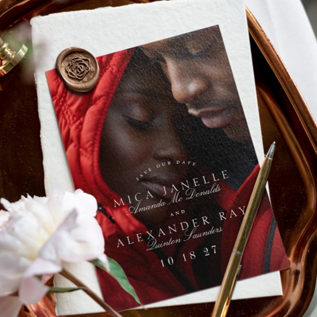 Formal Classic Elegant Calligraphy Photo Save The Date (Creator Uploaded)