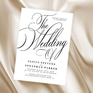 Formal classic elegant calligraphy wedding invitation