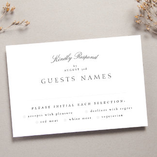 Formal Classic Elegant Calligraphy Wedding RSVP Card
