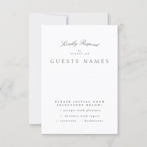 Formal Classic Elegant Calligraphy Wedding RSVP Card