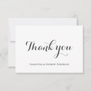 Formal Classic Elegant Gray White Script Wedding Thank You Card