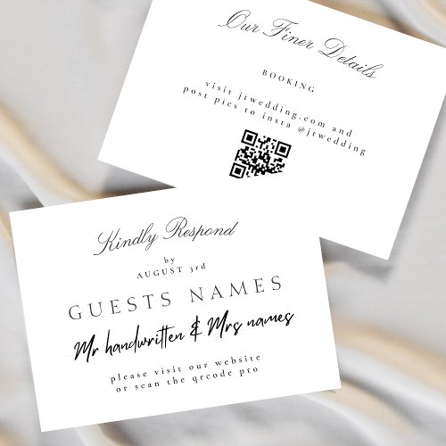 Formal Classic Elegant Wedding QR CODE DETAIL RSVP Note Card