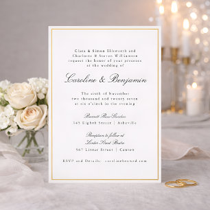 Formal Classic Gold Border Elegant Chic Wedding  Foil Invitation