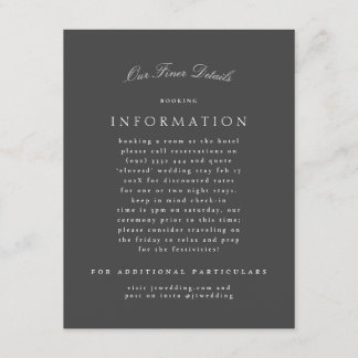 Formal Classic Gray Calligraphy Wedding Details Enclosure Card