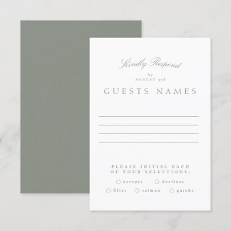 Formal Classic Gray Green Calligraphy Wedding RSVP Card