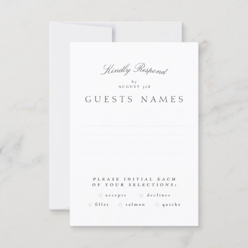 Formal Classic Gray White Calligraphy Wedding RSVP Card