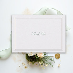 Formal Classic Green Elegant Frame Pearl Wedding Thank You Card