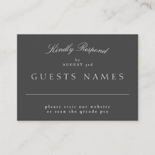 Formal Classic Grey Wedding QR CODE DETAIL RSVP Note Card