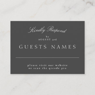 Formal Classic Grey Wedding QR CODE DETAIL RSVP Note Card