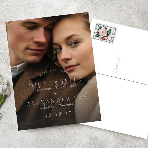 Formal Classic Light Grey Photo Save The Date Postcard
