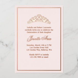 Formal Classic Luxury Blush Pink Quinceanera Foil Invitation