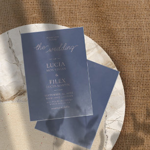 Formal Classic Navy Blue Smoke Wedding Invitation