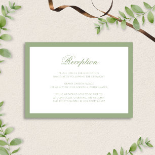 Formal Classic Sage Green Border Wedding Reception Enclosure Card