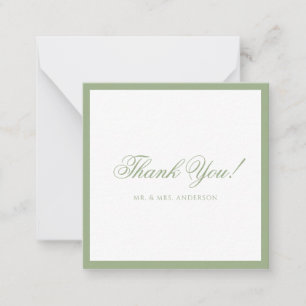 Formal Classic Sage Green Border Wedding Thank You Note Card