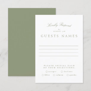 Formal Classic Sage Green Calligraphy Wedding RSVP Card