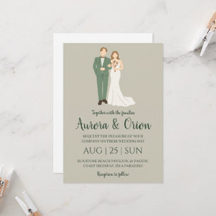 formal classic sage green wedding invitations