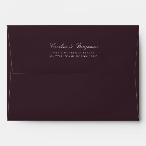 Formal Classic Script Elegant Return Address Plum Envelope