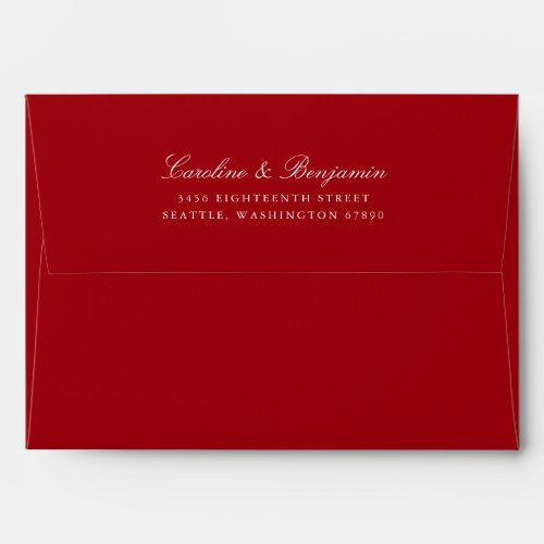 Formal Classic Script Elegant Return Address Red Envelope