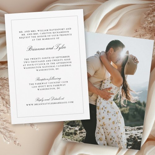 Formal Classic Script Elegant RSVP Wedding Invitation