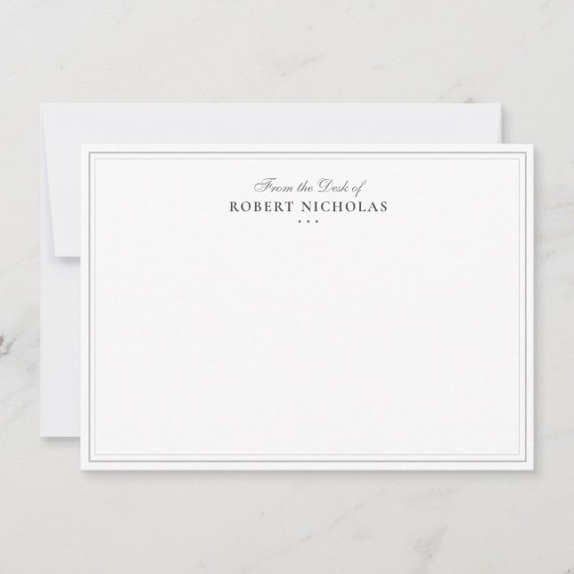 Formal Classic Script Two Border Stationery Note Card (Front)