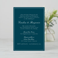 Formal Classic Teal Silver Border Elegant Wedding