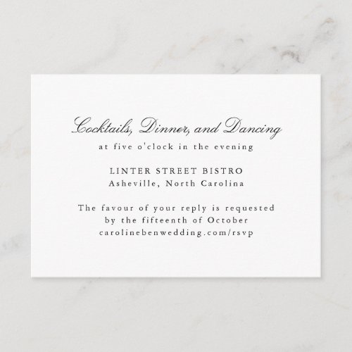 Formal Classic Traditional Script Elegant Wedding Enclosure Card