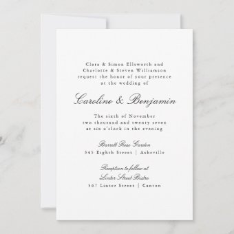 Formal Classic Traditional Script Elegant Wedding Invitation | Zazzle