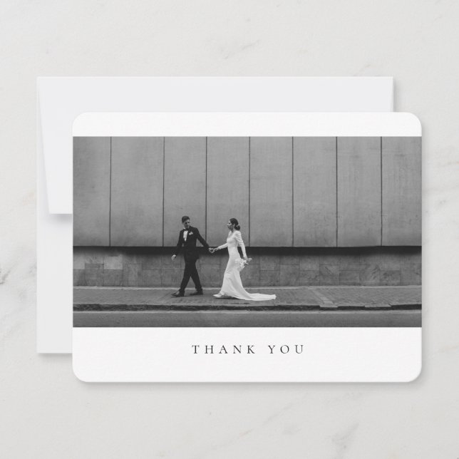 Formal Classic Wedding Photo Rounded Thank You Card (Front)