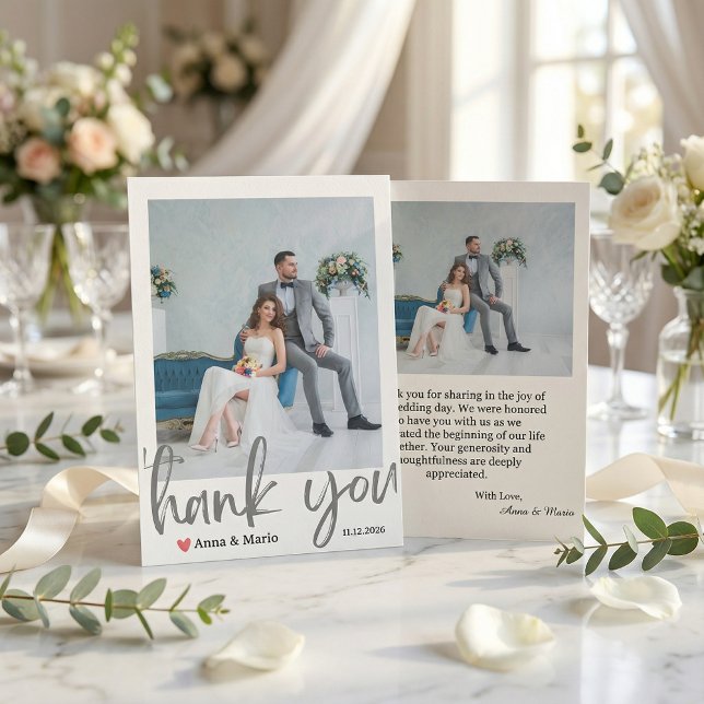  Formal Classic Wedding Photo Thank You Card (Creator Uploaded)