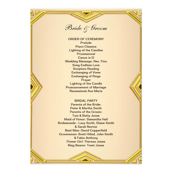 Formal Classic Wedding Program Announcements