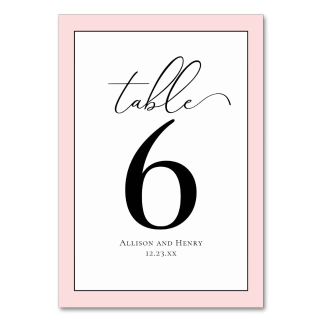 Formal Classy Black Pink Wedding Reception Table Number (Back)