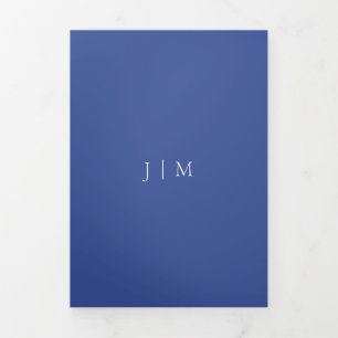 Formal Cobalt Blue Script We Do Modern Wedding Tri-Fold Card