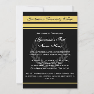 Formal College Graduation Announcements ~ Black