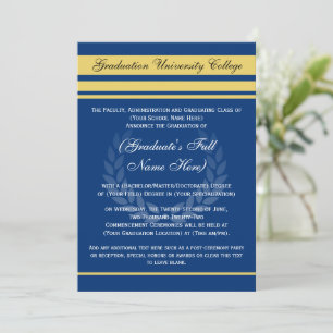 Formal College Graduation Announcements ~ Blue