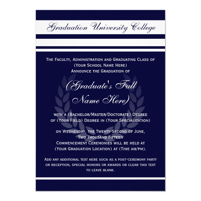 formal college graduation announcements blue zazzle formal high school graduation invitations